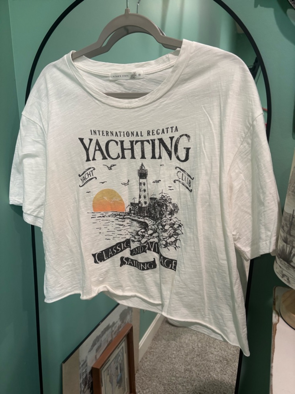 Altar'd State White Yachting Graphic Short Sleeve Tee